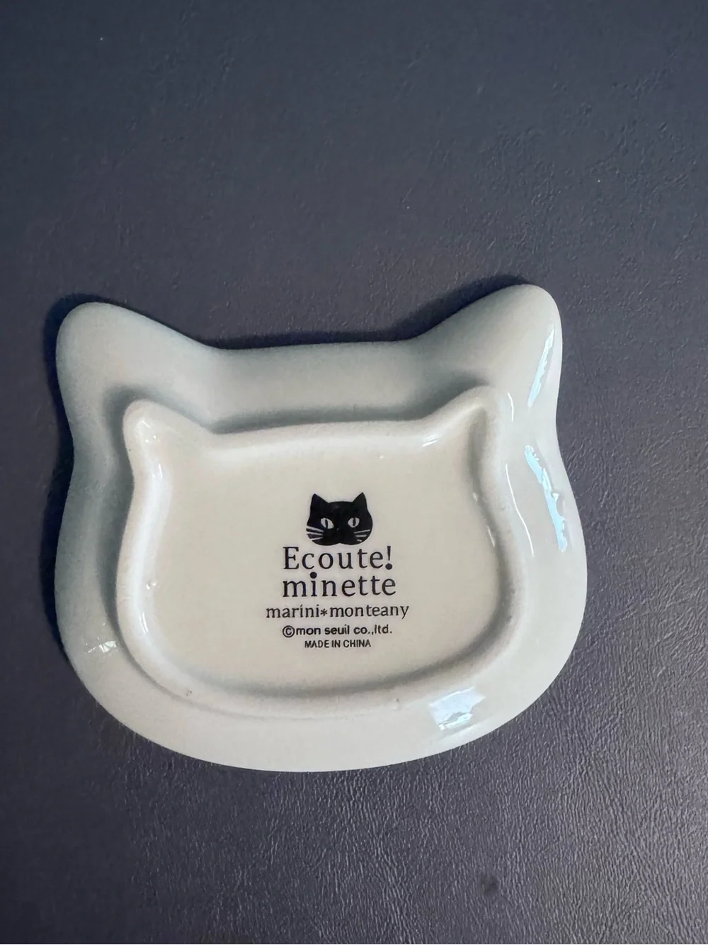 Ecoute! Minette Blue-Eyed Cat Face Ceramic Trinket Dish Ring Holder